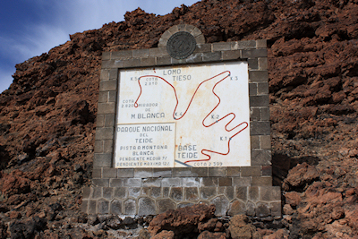 The sign at the start of the Montana Blanca walk, Mount Teide, Tenerife