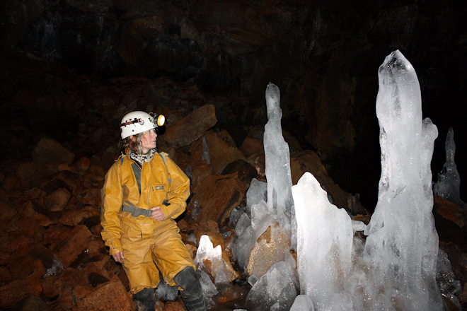 Ice formations in Buri lava cave