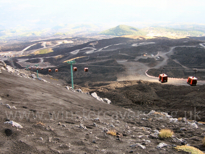 Looking down the cable car run near Picolo Rifugio on Mount Etna - Sept. 2007