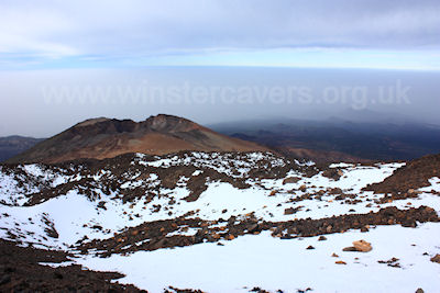 Snow on the colourful Pico Viejo, Mount Teide, Tenerife