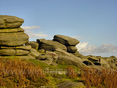 Gritstone outcrops at Higger Tor near Hathersage, Derbyshire