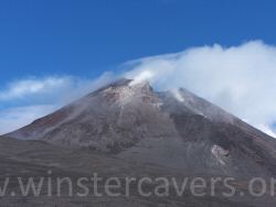 The steaming South East crater at Etna's summit