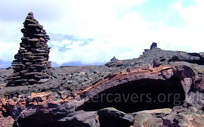 The cairned trail to the summit of Mauna Loa - September 2008