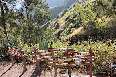 A confusion of signs in Roche Plate, Cirque de Mafate, Ile de la Reunion, September 2009