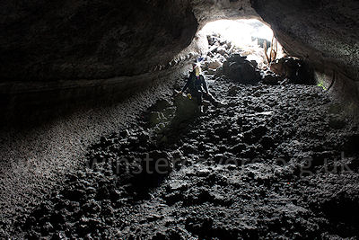 Inside the entrance to Grotta Dei Lamponi, Etna Nord.