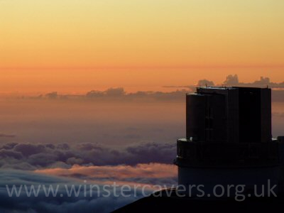 The Subaru Telescope at sunset on the summit of Mauna Kea, Big Island, Hawaii