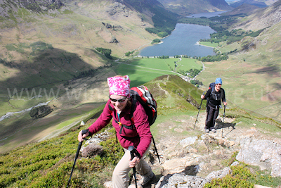 Enjoyable walking on the excellent ascent route of Fleetwith Edge