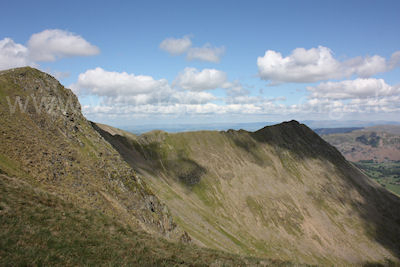 Looking back at Striding Edge from Dollywaggon Pike