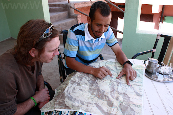 Planning our route through the High Atlas mountains, Morocco